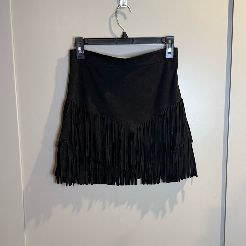Altar'd State Black Mini Fringe Skirt